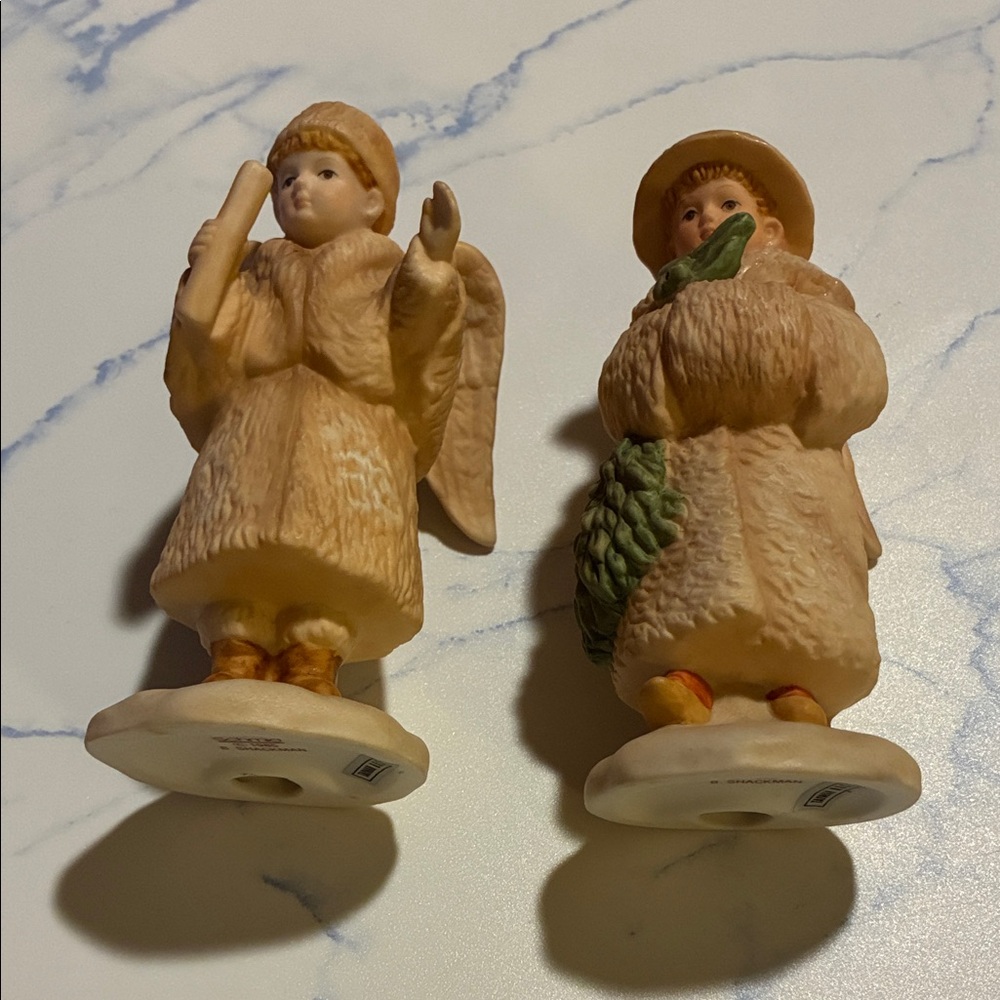 Schmid Ceramic Angel and Child Figurines-set of 2